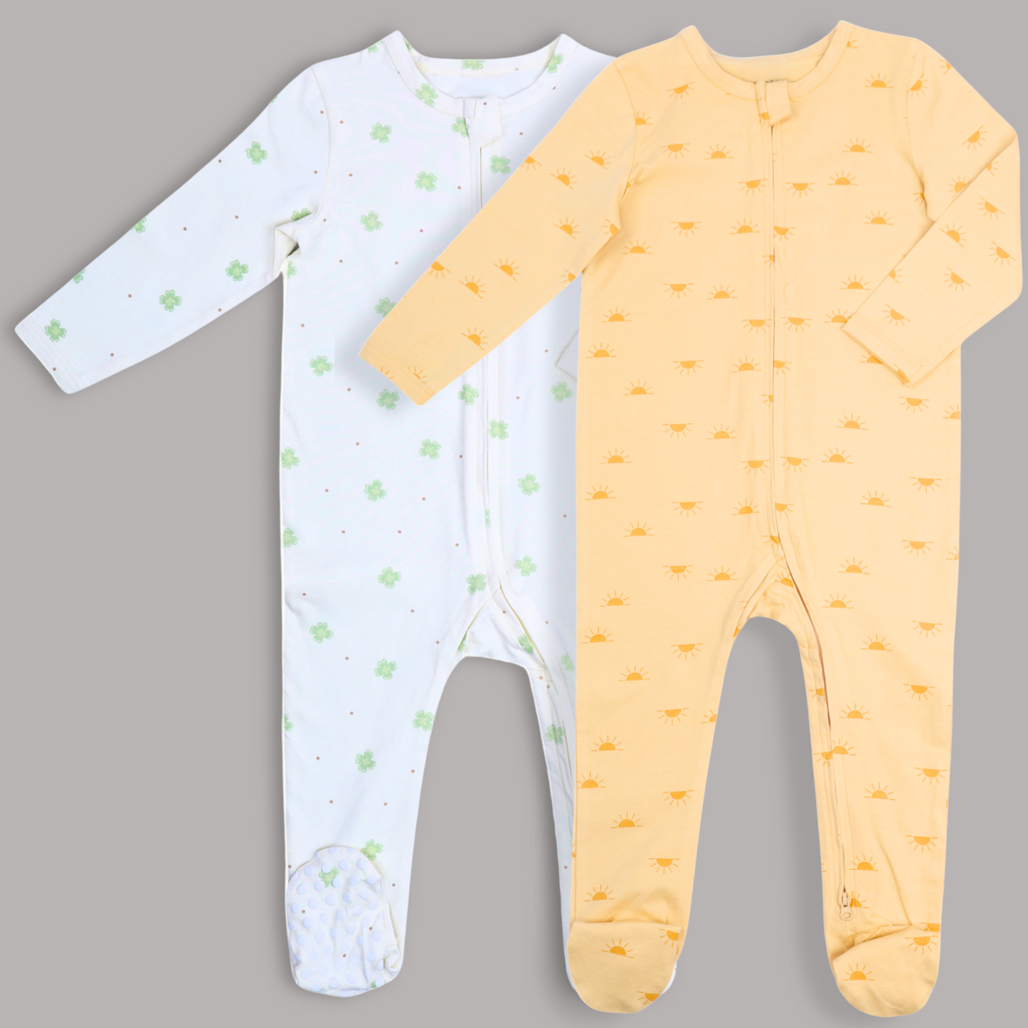 Organic Baby Romper 2-Piece Combo – White & Yellow