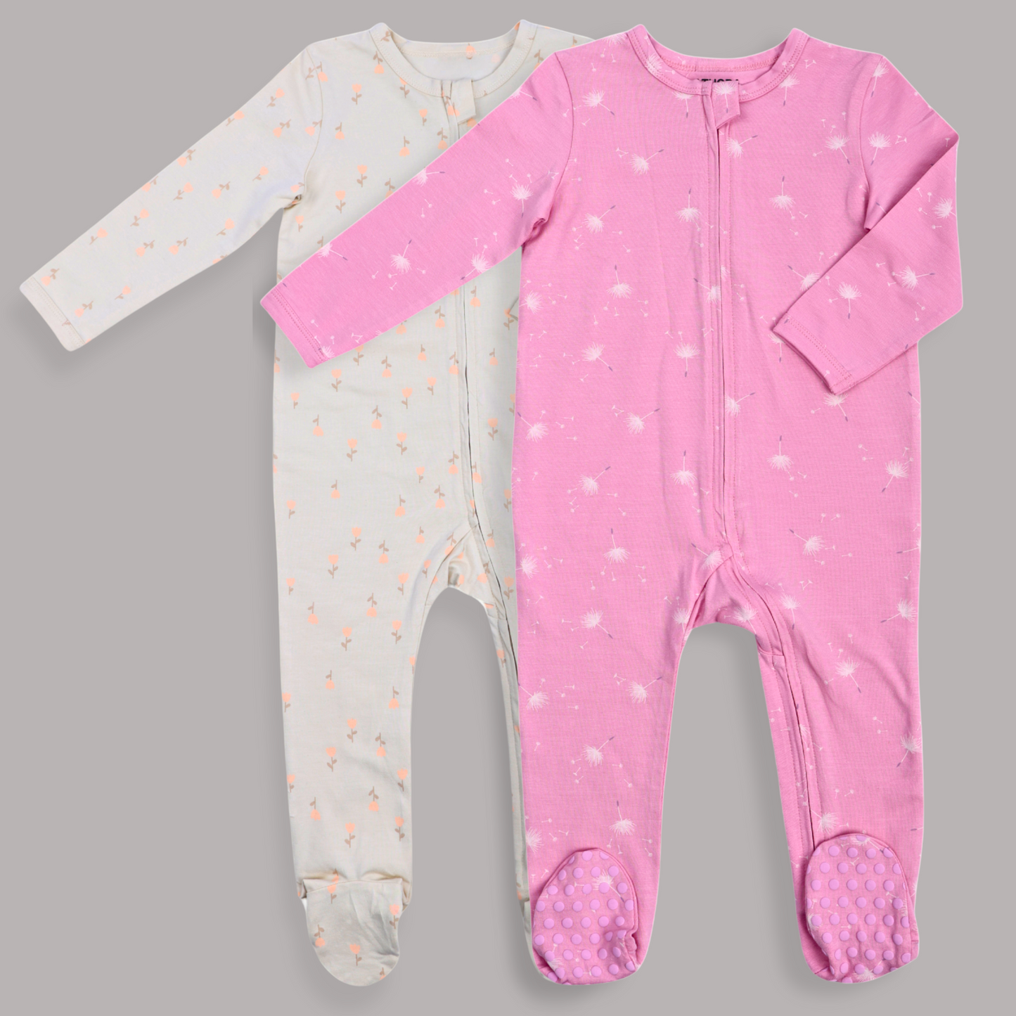 Organic Baby Romper 2-Piece Combo – Ivory & Pink