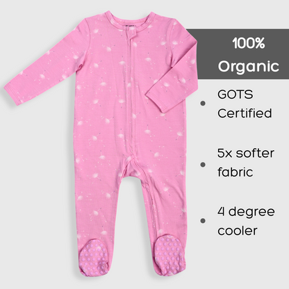 Organic Baby Romper 2-Piece Combo – Ivory & Pink