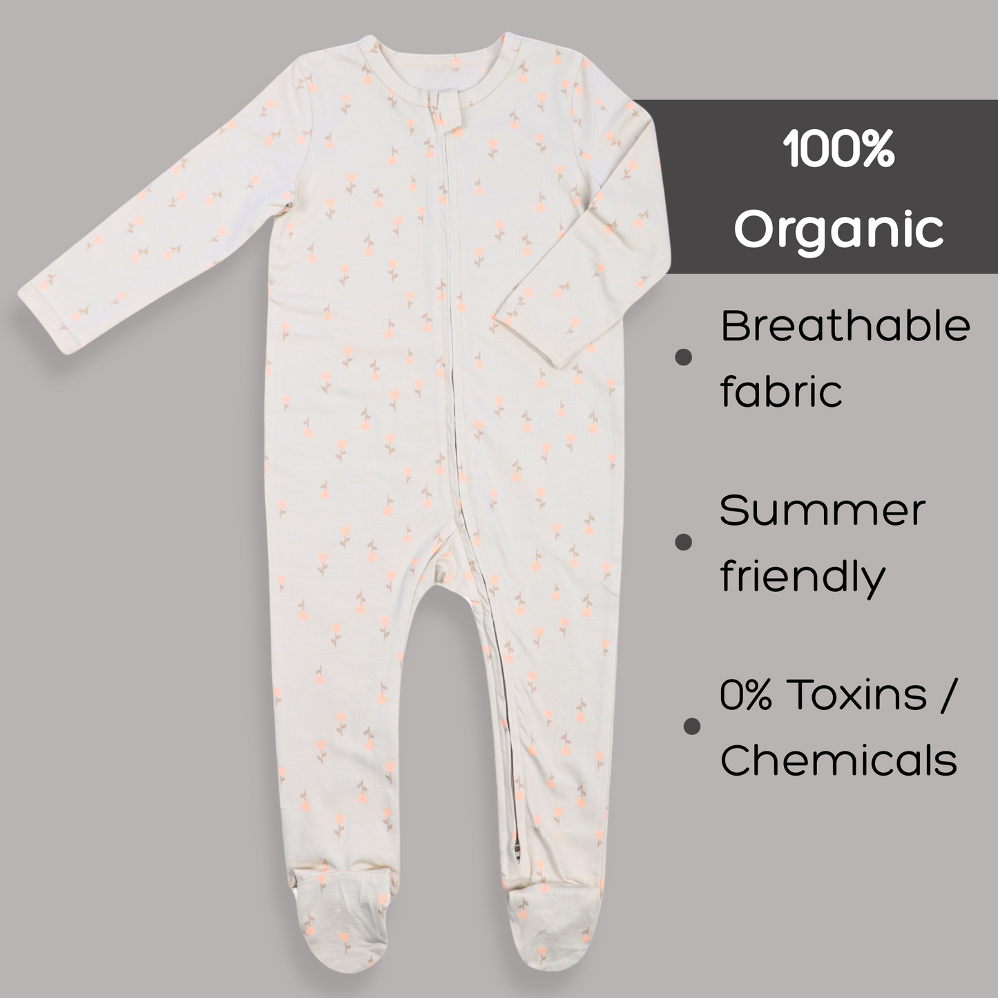 Organic Baby Romper 2-Piece Combo – Ivory & Pink