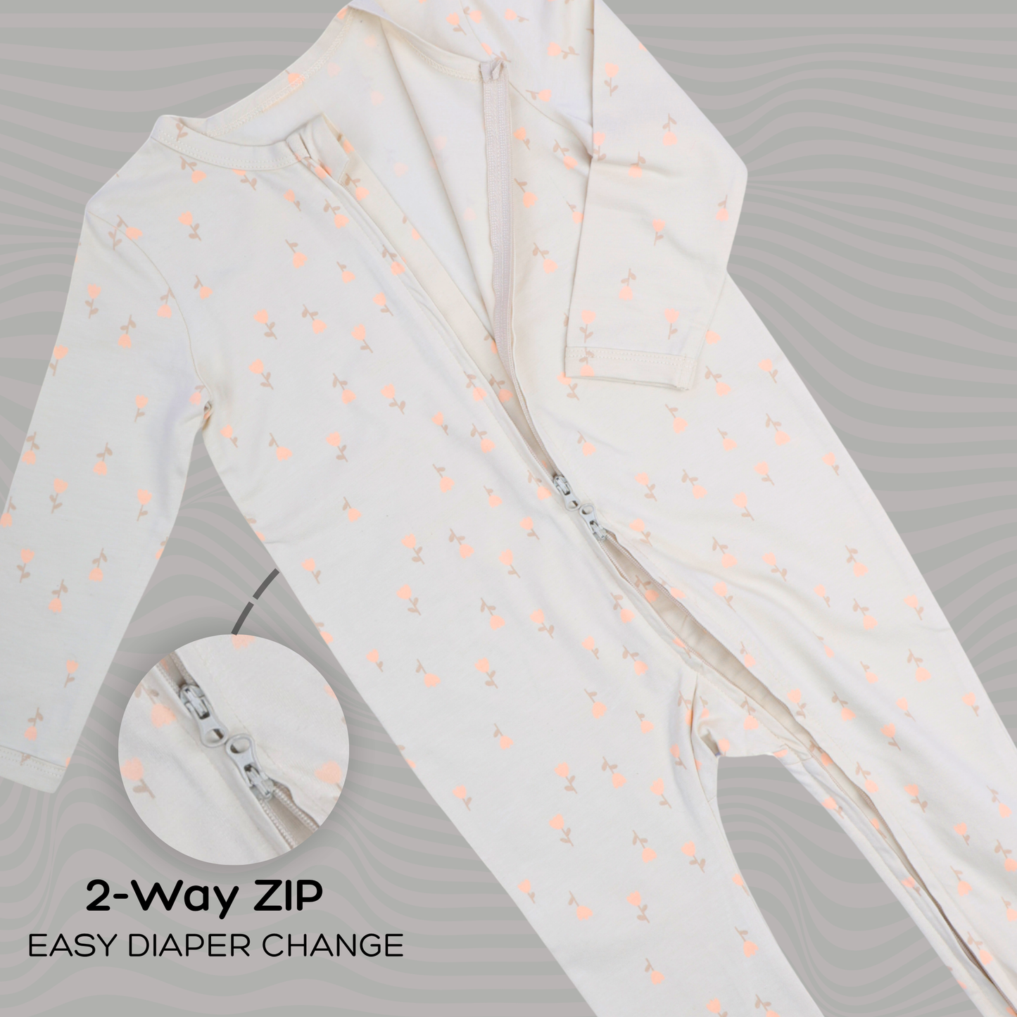 Organic Baby Romper 2-Piece Combo – Ivory & Pink