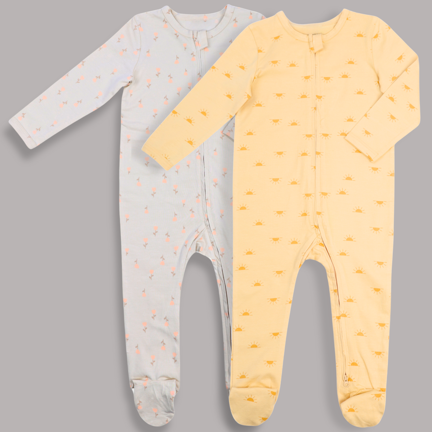 Organic Baby Romper 2-Piece Set – Ivory & Yellow
