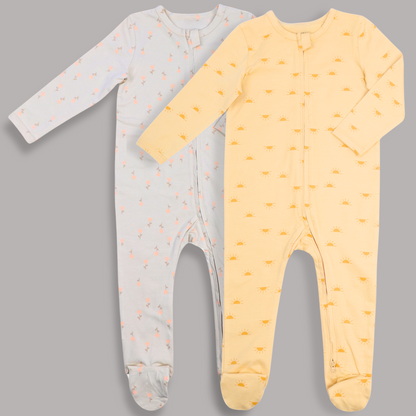 Organic Baby Romper 2-Piece Set – Ivory & Yellow
