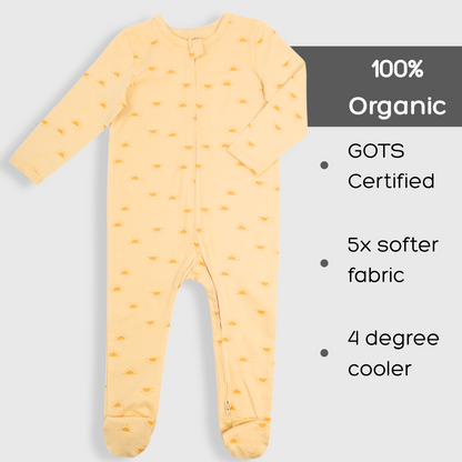 Organic Baby Romper 2-Piece Set – Ivory & Yellow
