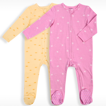 Organic Baby Romper 2-Piece Combo – Yellow & Pink