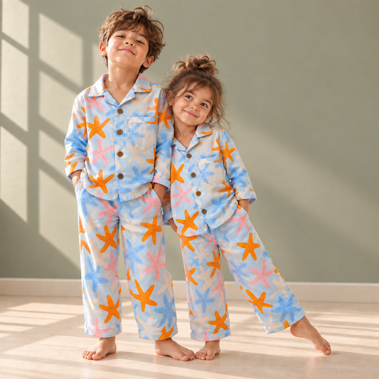 Unisex Bamboo Cotton Night Suit - Fishy Star