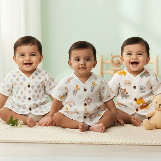 3pcs - Organic muslin jabla- Jungle Star