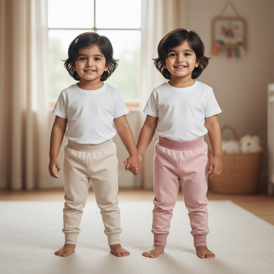 2-pack Cotton joggers- Blush pink