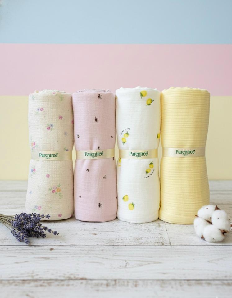 4 PCS- Soft Organic Muslin Swaddles Combo