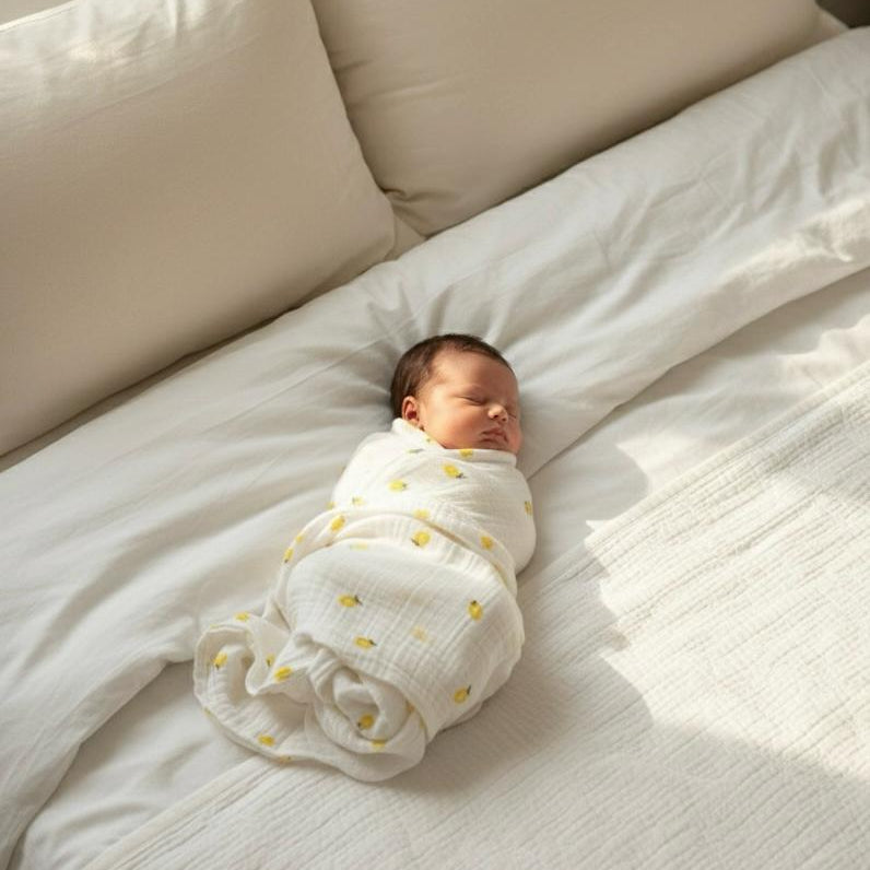 2 PCS- Soft Organic Muslin Swaddles Citrus