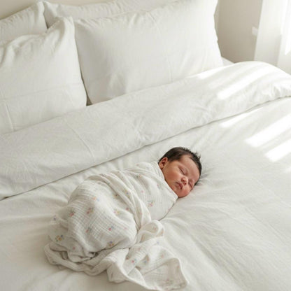 2 PCS- Soft Organic Muslin Swaddles Floral