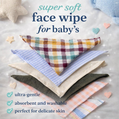 Organic Cotton -Muslin  Face Wipes 6 Pack