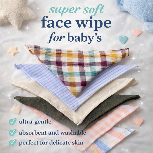 Organic Cotton -Muslin  Face Wipes 6 Pack