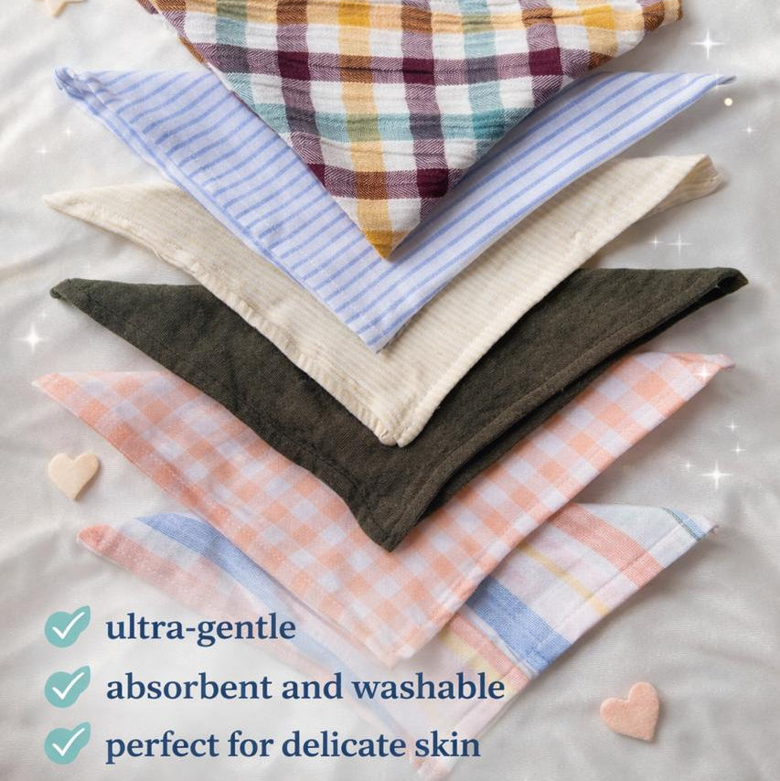 Organic Cotton -Muslin  Face Wipes 6 Pack