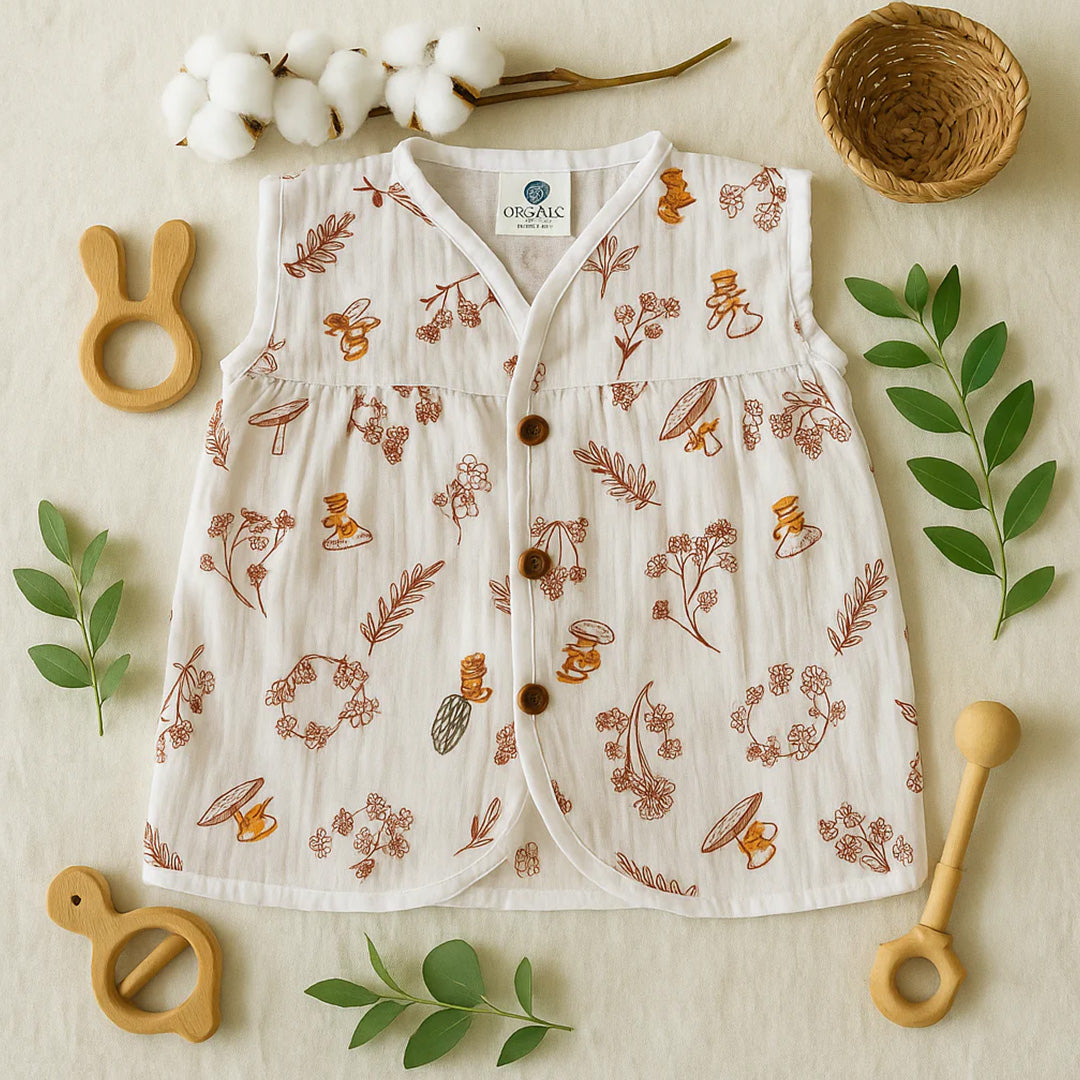 Organic Muslin Frock Jabla- Lemon Drop