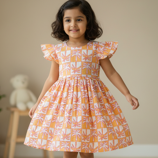 Muslin frock- Tropical peach