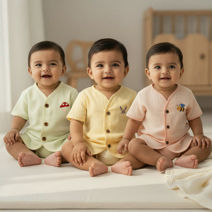 3pcs - Organic muslin jabla- Pastel pack