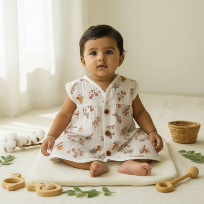 Organic Muslin Frock Jabla- Nature Bliss