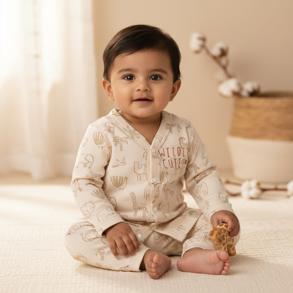 Organic cotton shirt - with foldable mittens