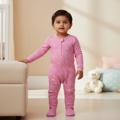 Organic Cotton Baby Romper – Pink