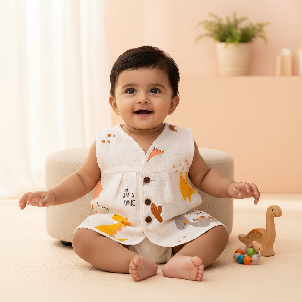 Organic Muslin Frock Jabla- Tiny Sour