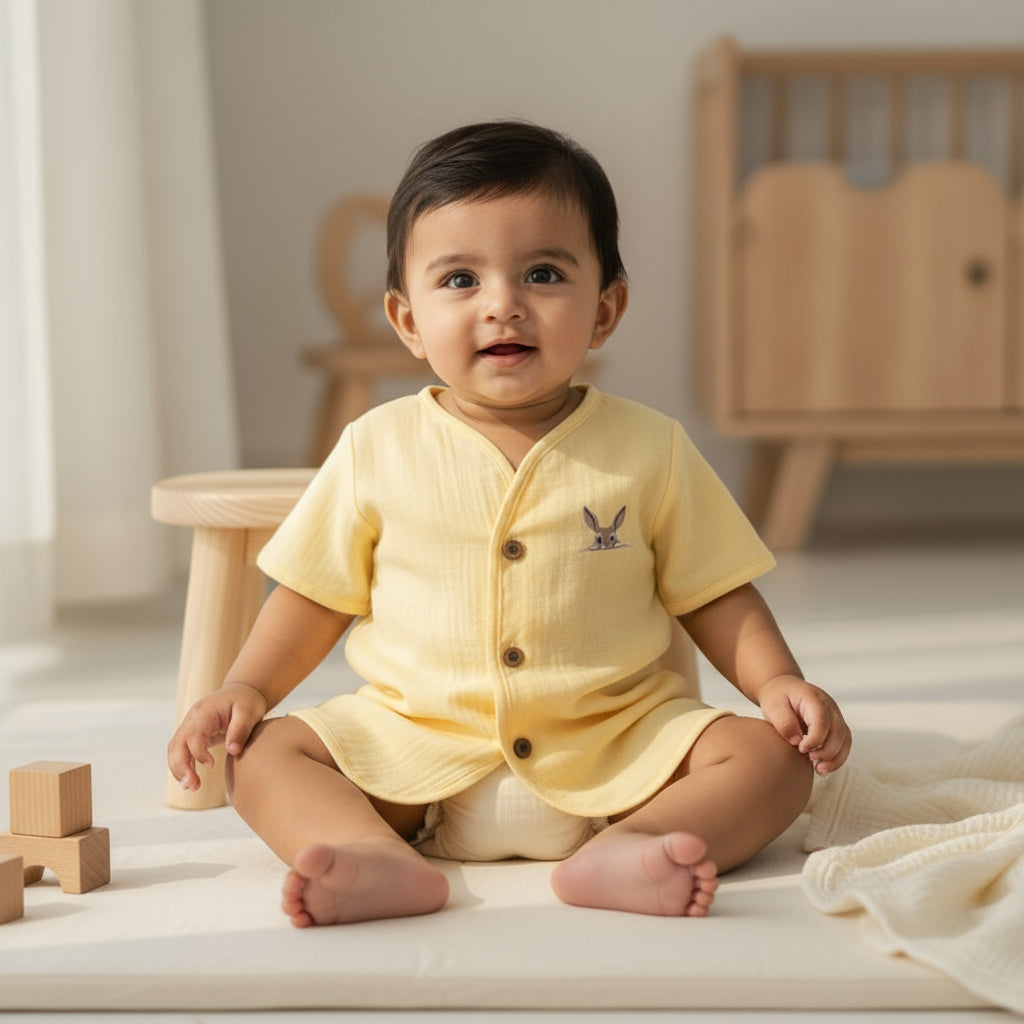 Organic Muslin Jabla - Lemon Bunny