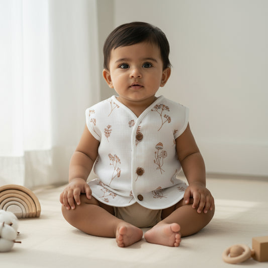 Organic Muslin Sleevless Jabla - Nature Nest