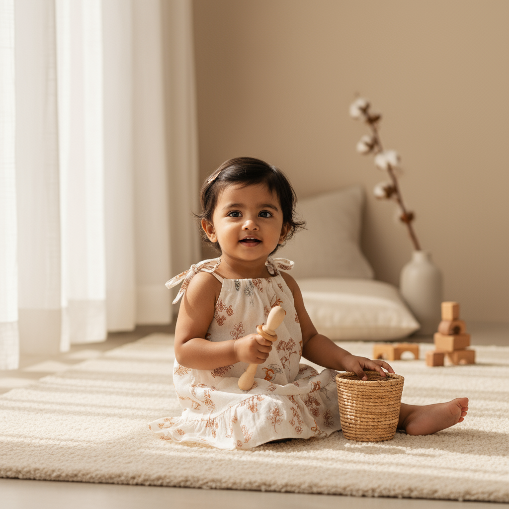 Nature Tales- Organic Muslin Knot Frock.