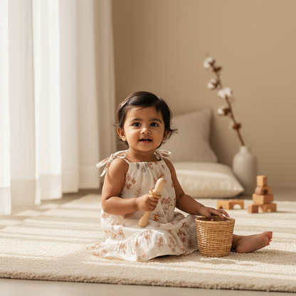 Nature Tales- Organic Muslin Knot Frock.