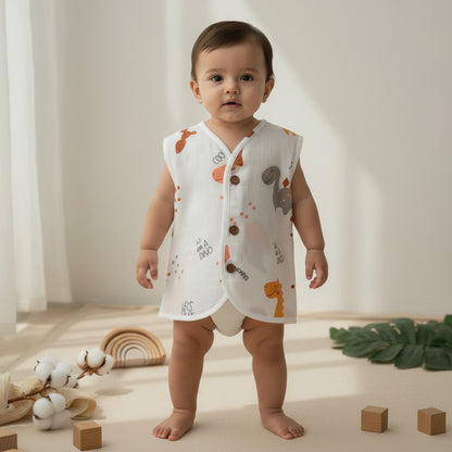 Organic Muslin Sleevless Jabla - Tiny saur