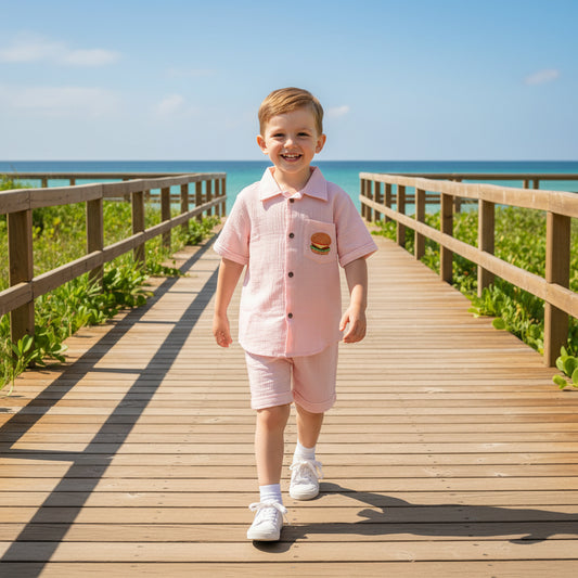 Crinkle Muslin Co-ord set pink